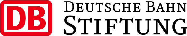 Logo der Deutschen Bahn Stiftung mit roten und grauen Farbtönen.